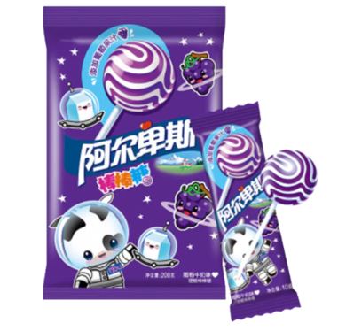 阿尔卑斯 棒棒糖 葡萄牛奶味 200克 /Lollipop Bonbon mit Traube Milch Geschmack 200g AEBS