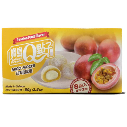 宝岛Q点子 可可麻糬 百香果味 80克 /Micro Mochi Maracuja Passionsfrucht Geschmack 80g TW