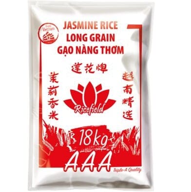 莲花牌 茉莉香米 18公斤 /Jasminreis 100% Langkorn 18kg RICEFIELD