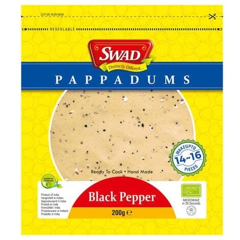 印度薄饼 飞饼 黑胡椒味 200克 /Schwarz Pfeffer Papadams 200g SWAD