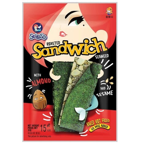 喜乐口 即食海苔 芝麻杏仁味 15克 /Seetang Sandwich Snack Mandel Sesam 15g SELECO