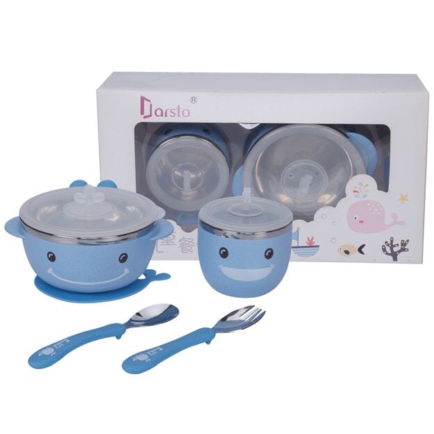 儿童小鲸鱼餐具 蓝色 一套 /Geschirr für Kinder Blau Wal 1 Set