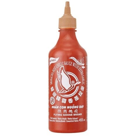 飞鹅商标 是拉差 辣椒酱 大蒜味 455毫升 /Sriracha scharfe Chilisauce mit Knoblauch kein MSG 455ml FlyingGooseBrand