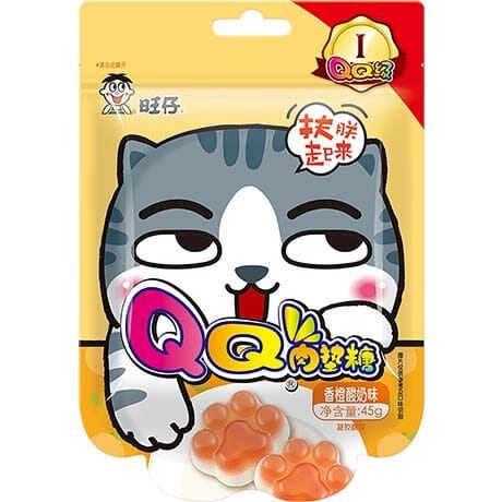 旺仔 QQ肉垫糖 香橙酸奶味 45克 /Joghurtgums Orangenjoghurt Cat&