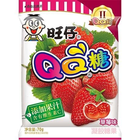 旺仔 QQ糖 草莓味 70克 /QQ Gummy Fruchtgummi Erdbeer 70g WANT WANT