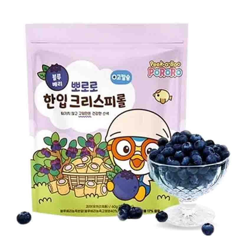 韩国啵乐乐脆卷 蓝莓 60克 /Pororo Crisp Roll Blaubeere 60g EARNEST