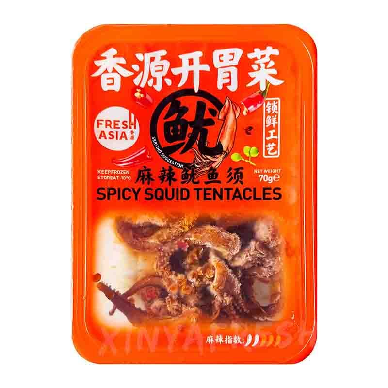 冰冻-Tiefgefroren! 香源 开胃菜 麻辣鱿鱼须 70克 /Scharfe Tintenfischtentakel 70g FRESHASIA