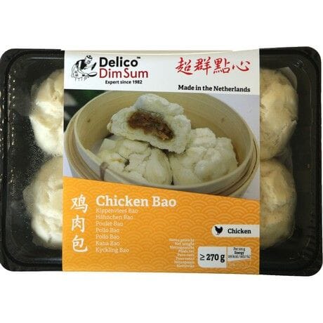 冰冻-Tiefgefroren!  超群点心 鸡肉包 6个装 /Bao Hühnchen Dampfbrötchen 6 Stück 270g DELICO