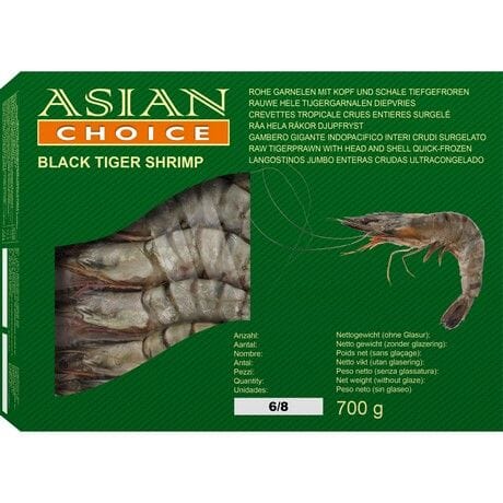 冰冻-Tiefgefroren! 亚洲精选 黑虎虾 6-8 / Black Tiger Garnele HOSO Gr. 6/8 1kg Asian Choice