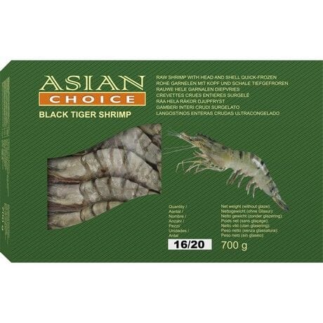 冰冻-Tiefgefroren! 亚洲精选 黑虎虾 16-20 1公斤/ Black Tiger Shrimp Gr. 16/20 Asian Choice 1kg