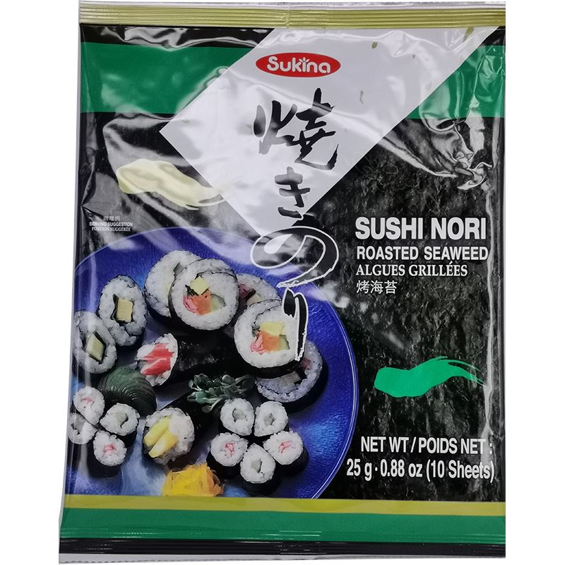韩国寿司烤海苔 10张/ Gerösteter Seetang Nori für Sushi (10 Blätter) 25g Sukina
