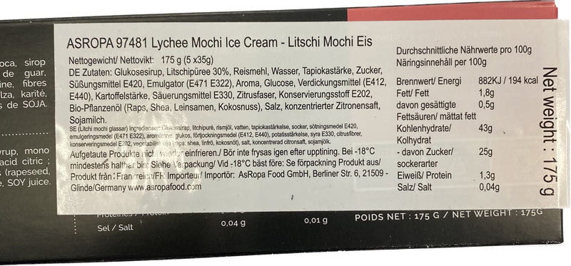 冰冻-Tiefgefroren! 法国荔枝麻糬冰激凌 175克/Litschi Mochi Eis 175g LDdM
