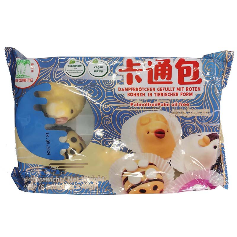 冰冻-Tiefgefroren! 椰树牌 卡通豆沙包 240克 /Dampfbrötchen mit Roter Bohnenpaste 240g TCT