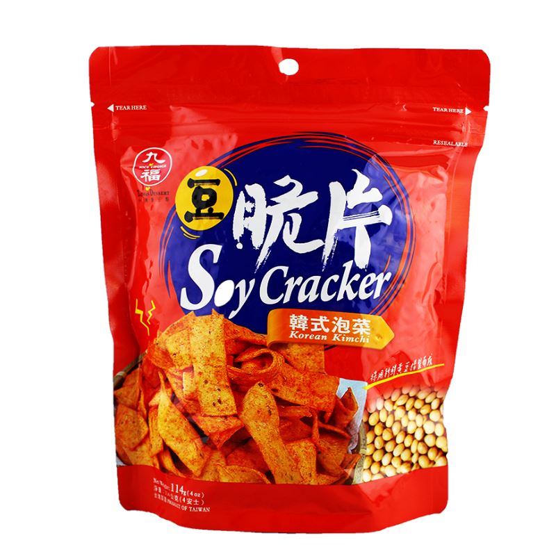 九福 台湾 豆脆片(韩式泡菜风味) 114g/Soy Cracker (Korean Kimchi Flavor) 114g Nice Choice