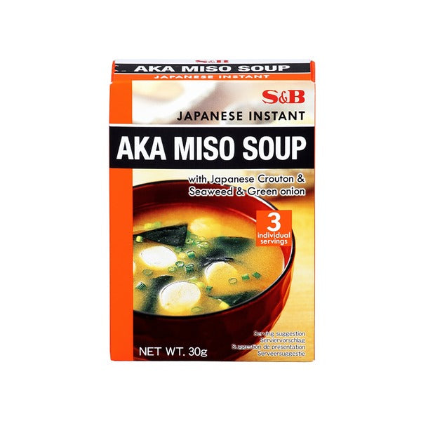 日本面包丁味增汤料包 海苔青葱味 橙盒 三份装/Instant aka-Miso-Suppe 3*10g S&B