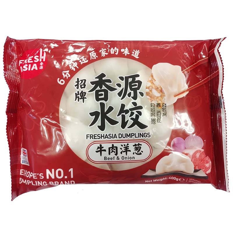 冰冻-Tiefgefroren! 香源 牛肉洋葱水饺/Teigtaschen mit Rindfleisch und Zwiebel 400g FRESHASIA
