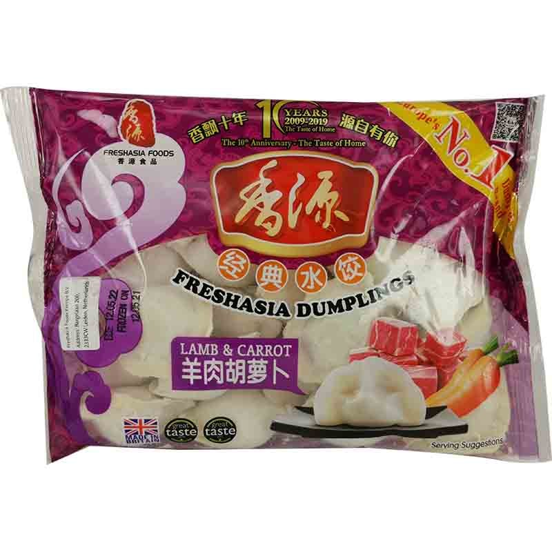冰冻-Tiefgefroren! 香源 羊肉胡萝卜水饺/Teigtaschen mit Lammfleisch und Möhren 400g FRESHASIA
