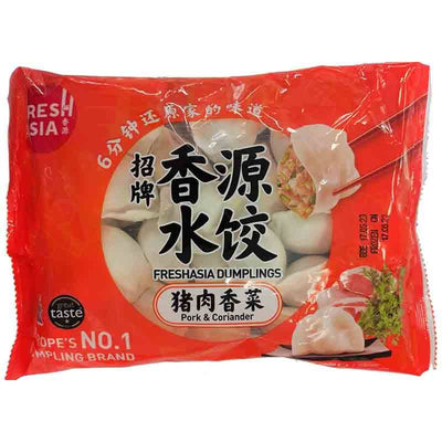 冰冻-Tiefgefroren! 香源 猪肉香菜水饺 400克 /Teigtaschen mit Schweinfleisch und Koriander 400g FRESHASIA