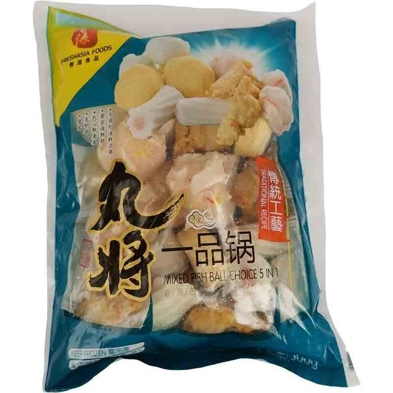 冰冻-Tiefgefroren! 香源 丸将 一品锅 500克 /Mixed Fish Ball 500g WJ FRESHASIA