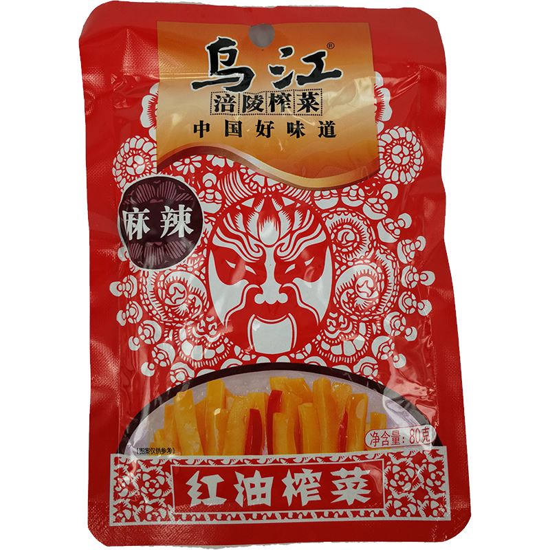 乌江 涪陵榨菜鲜榨菜片 麻辣 80克 /Wujiang Gemüsekonserven Scheibe Würzig 80g