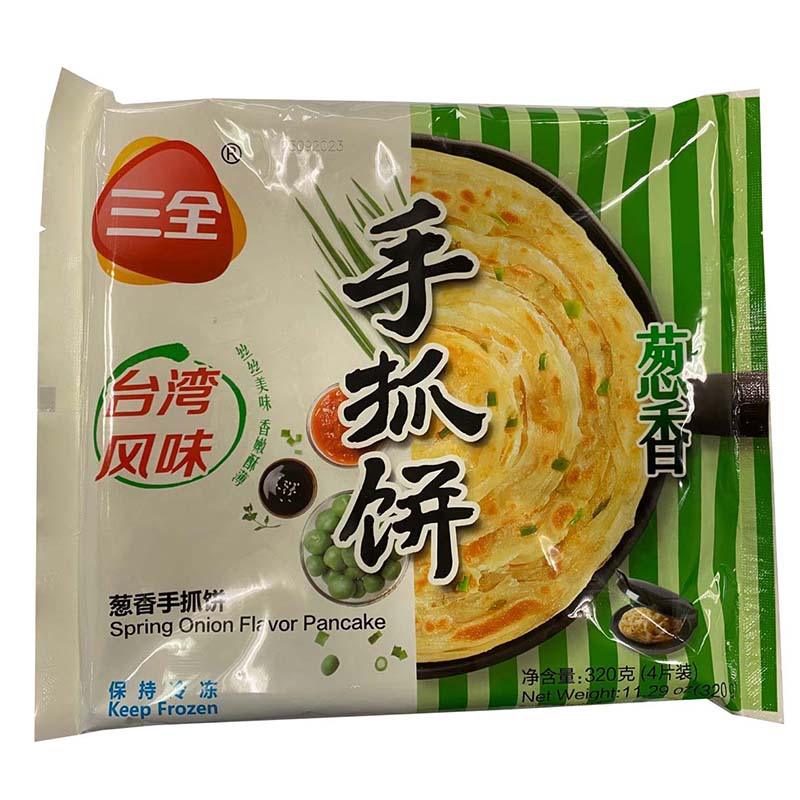 冰冻-Tiefgefroren! 三全 葱香手抓饼 千丝抓饼 320克/Pfannkuchen mit Frühlingszwiebelgeschmack 320g SQ