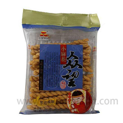 众望 小麻花 葱油咸味 112克 /Weizenmehlgebäck MaHua Schalotten Geschmack 112g ZhongWang