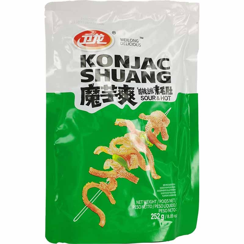 卫龙 魔芋爽 酸辣泡椒素毛肚 252克 /Instant Konjac Scharf-Sauer KONJAK SHUANG WEILONG 252g