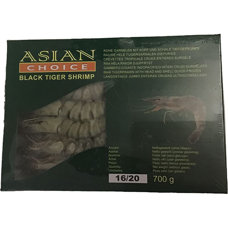 冰冻-Tiefgefroren! 亚洲精选 黑虎虾 16-20 1公斤/ Black Tiger Shrimp Gr. 16/20 Asian Choice 1kg