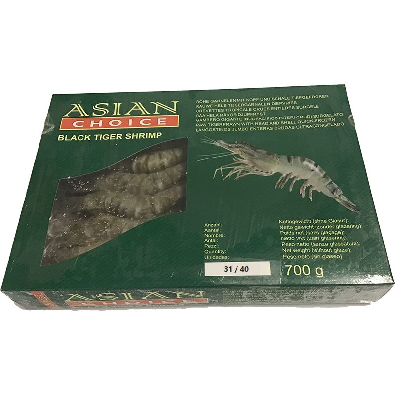 冰冻-Tiefgefroren! 亚洲精选 黑虎虾 31-40 1公斤/ Asian Choice Black Tiger Shrimp Gr. 31/40 1kg