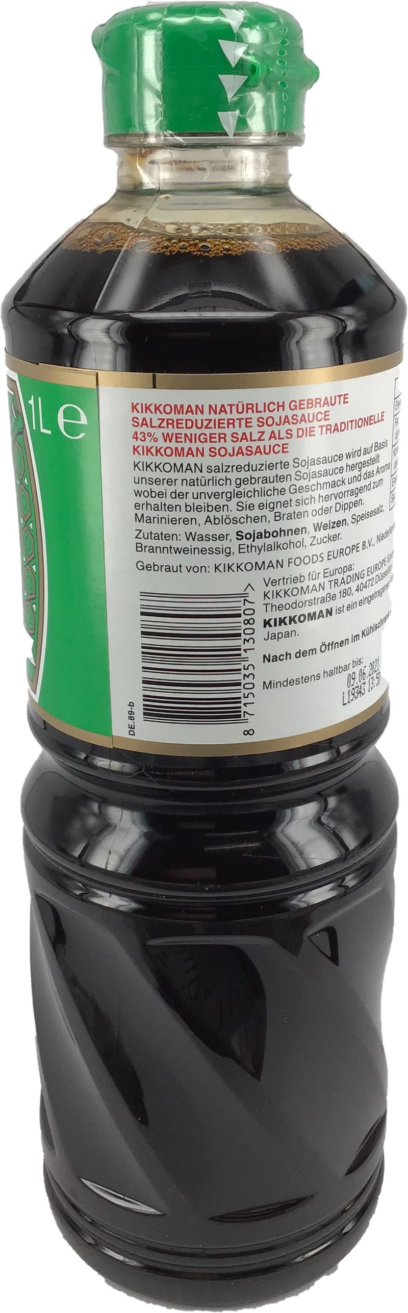 日本万字牌酱油 少盐 43% 1L / Kikkoman Sojasauce 43% weniger Salz 1L