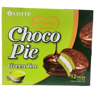 乐天 麦淇酪巧克力派 绿茶味 12个/ Choco Pie Grünteegeschmack 336g LOTTE